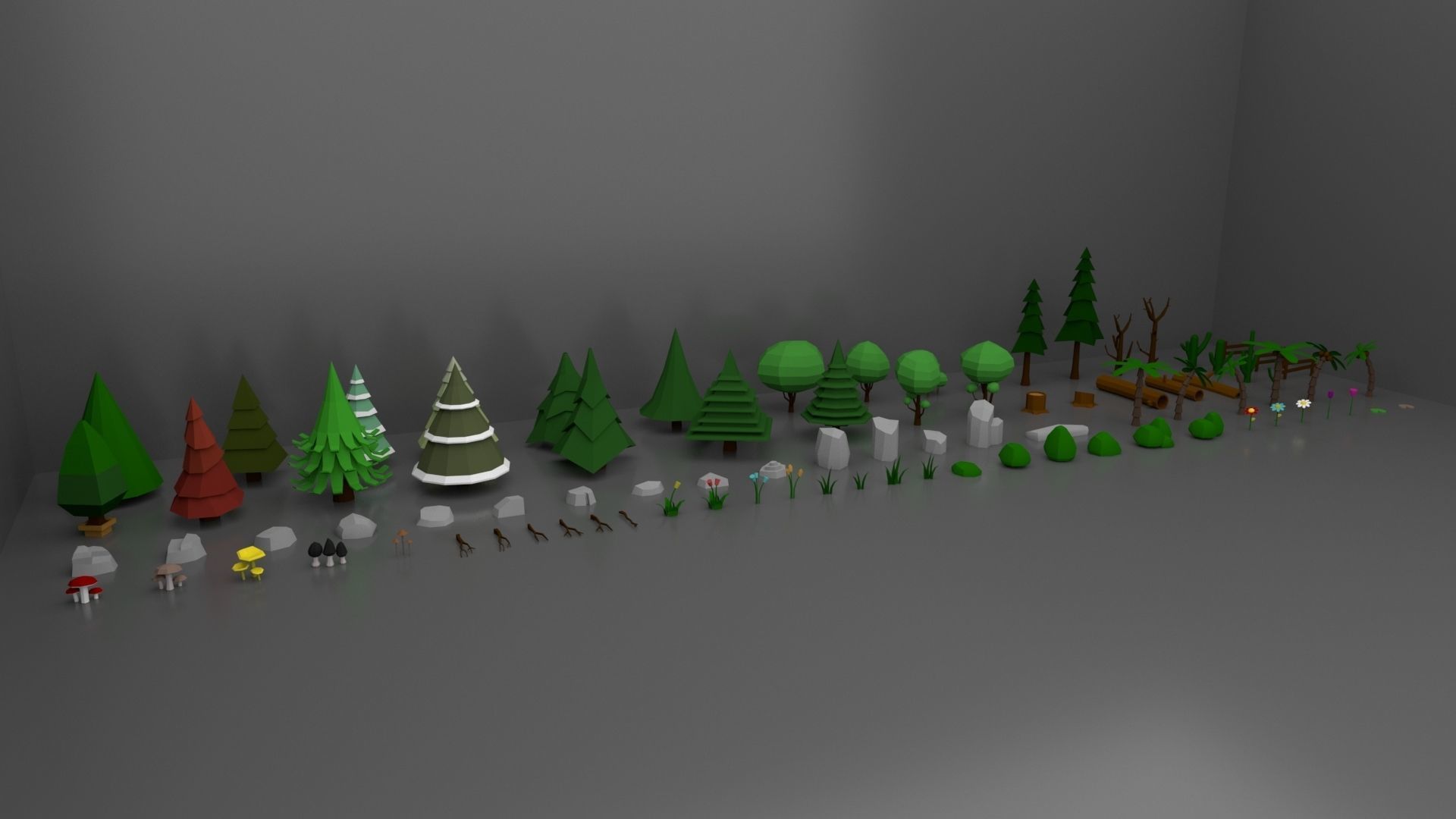 Low Poly Normal Snow Trees Pack Low-poly 3D model_9