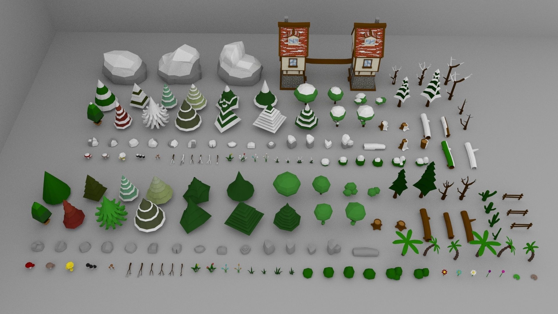 Low Poly Normal Snow Trees Pack Low-poly 3D model_1