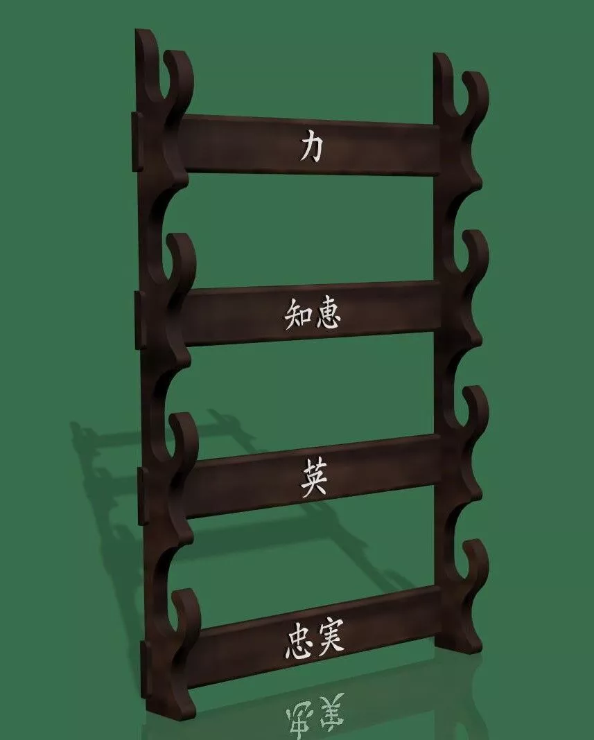 Dojo Diorama Practice Sword Rack 3D print model