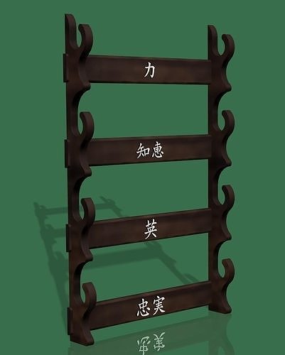 Dojo Diorama Practice Sword Rack 3D print model