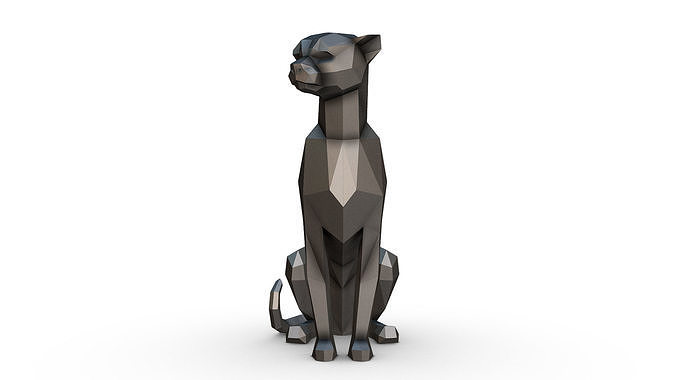 Cheetah low poly dog statue 3D print model