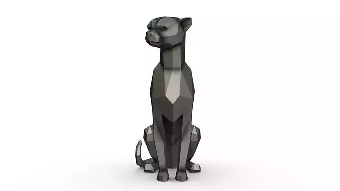 Cheetah low poly dog statue
