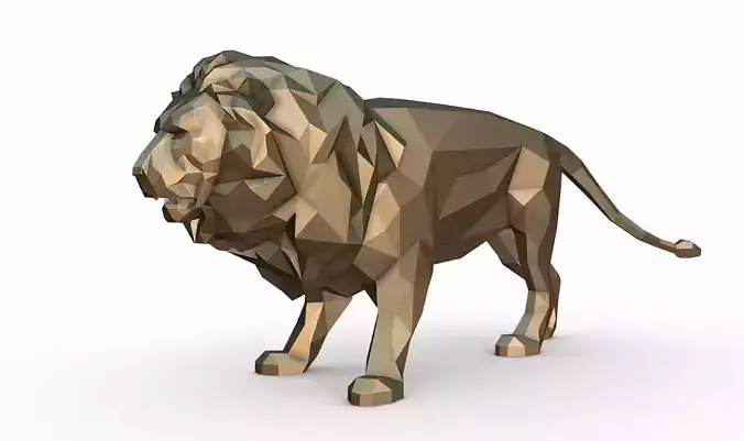lion low poly golden