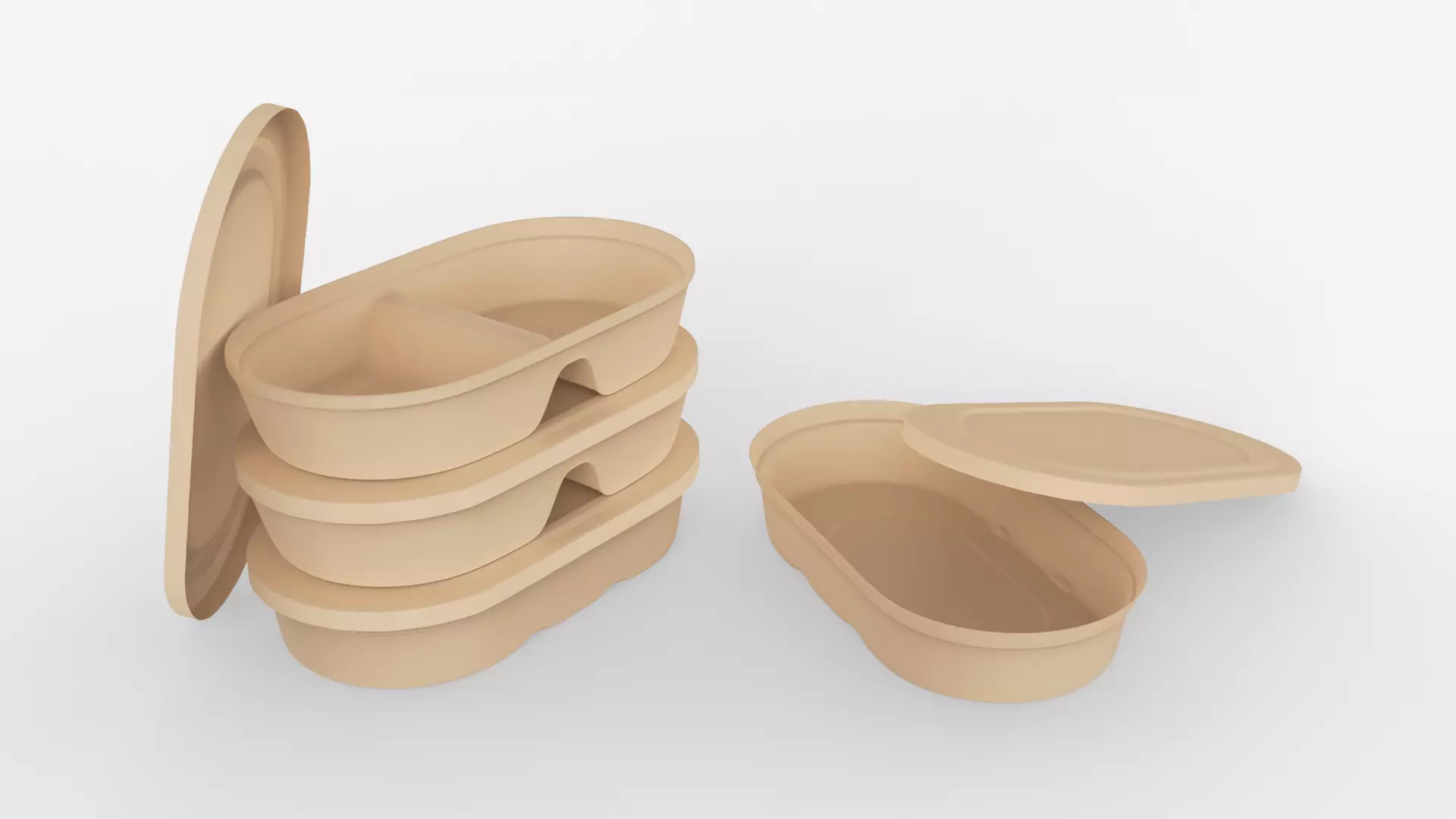 Biodegradable Disposable Lunch Box 3D model
