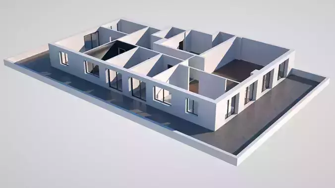 Penthouse Building with Doors and Windows