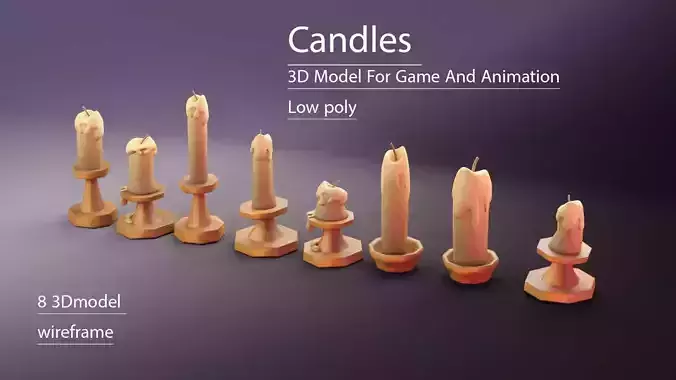 Candles pack Low-poly 3D model