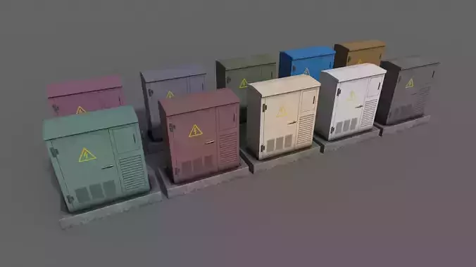 PBR Electric Box V1-Clean-Rusty Low-poly 3D model