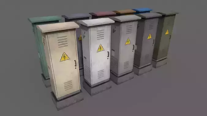 PBR Electric Box V2-Clean-Rusty Low-poly 3D model