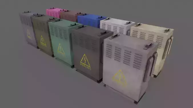 PBR Electric Box V3-Clean-Rusty Low-poly 3D model