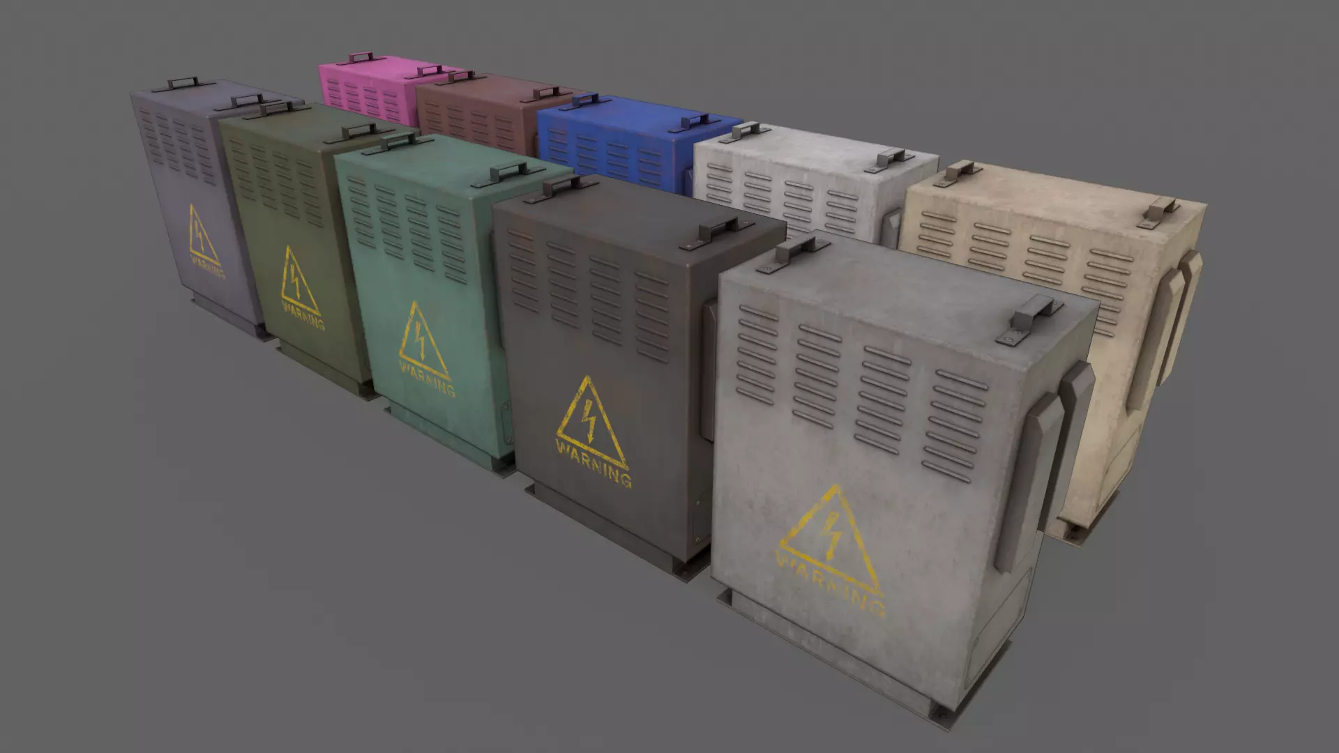PBR Electric Box V3-Clean-Rusty Low-poly 3D model_0