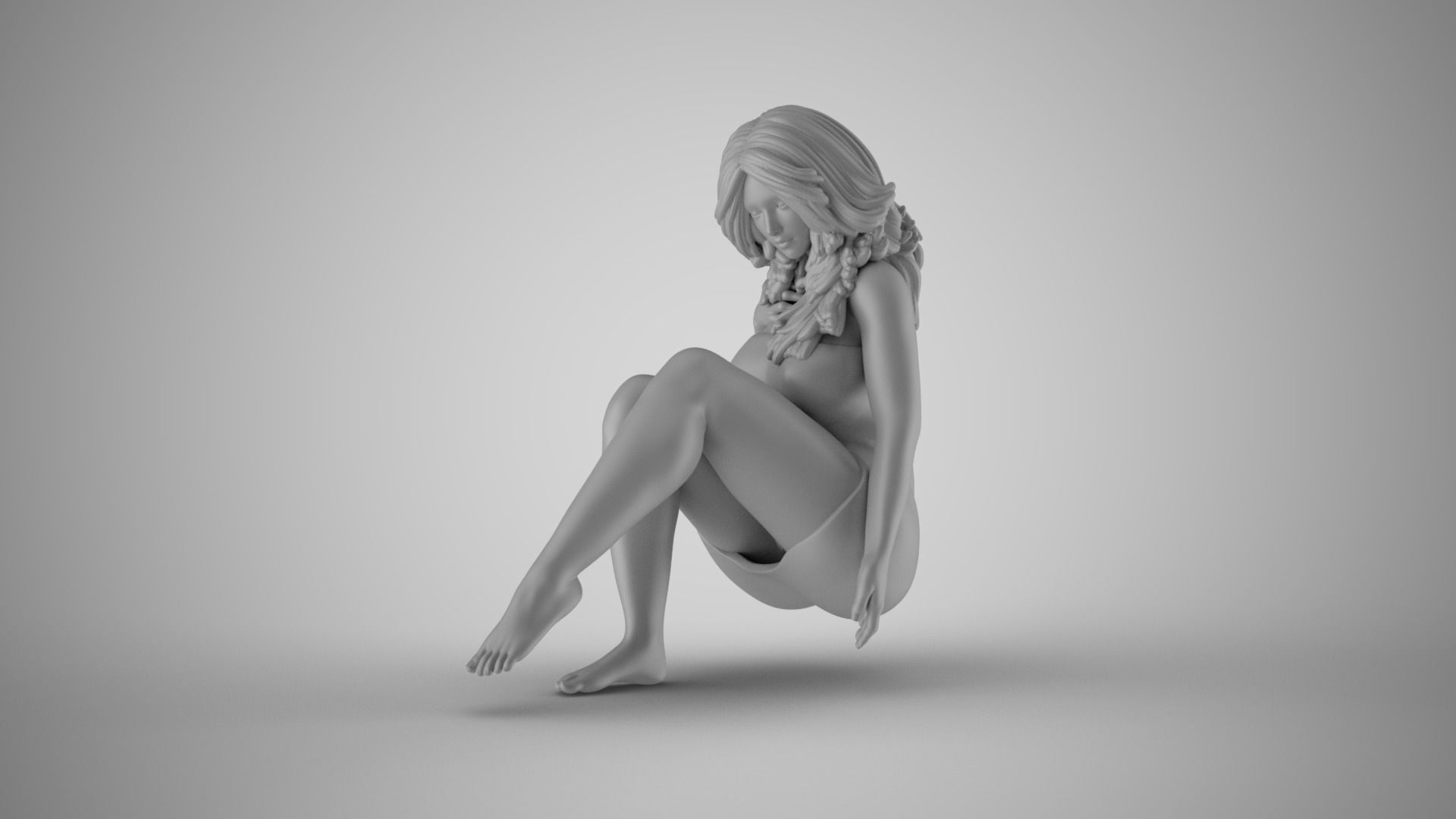 Girl in Geothermal Spa 3D print model_2