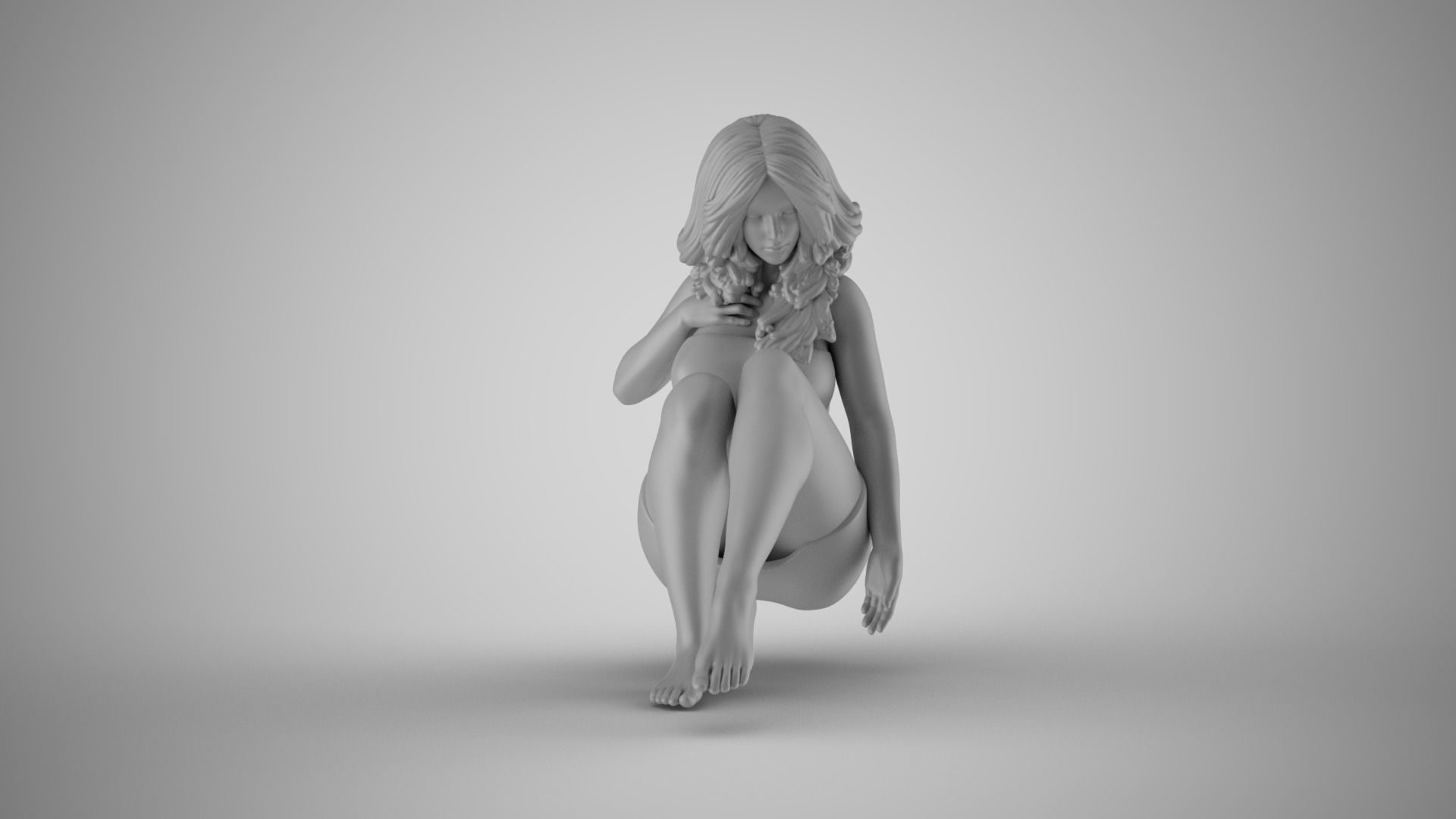 Girl in Geothermal Spa 3D print model_3
