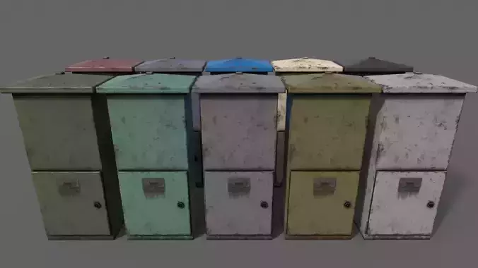 PBR Electric Box V4-Clean-Rusty Low-poly 3D model