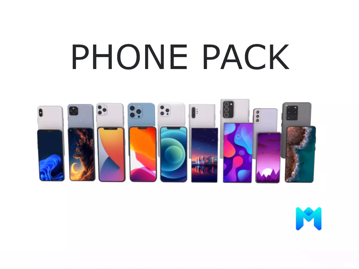 pbr lowpoly modern phone pack for games 3D Model Collection_0