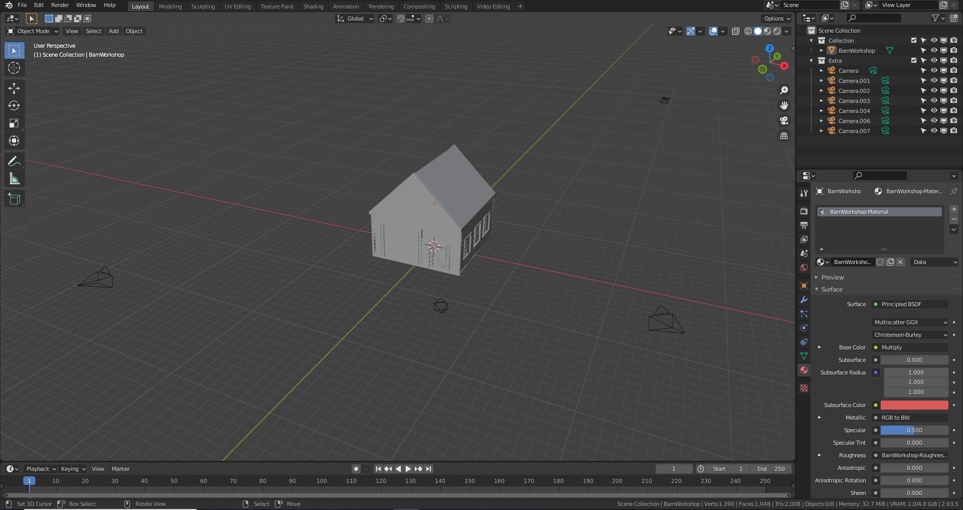 Barn Workshop Low-poly 3D model_16