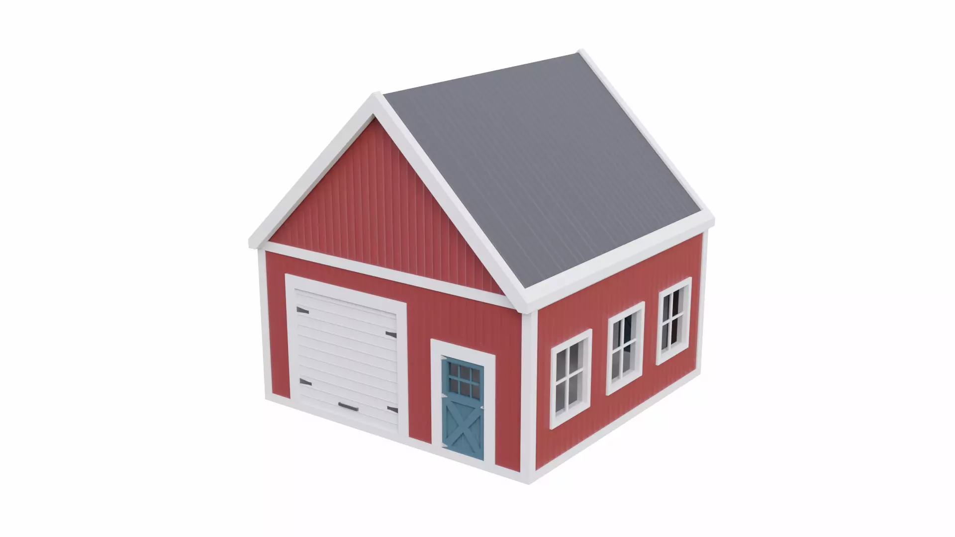 Barn Workshop Low-poly 3D model_0