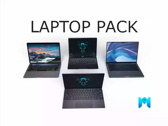 pbr lowpoly modern laptop 3d models for games 3D Model Collection