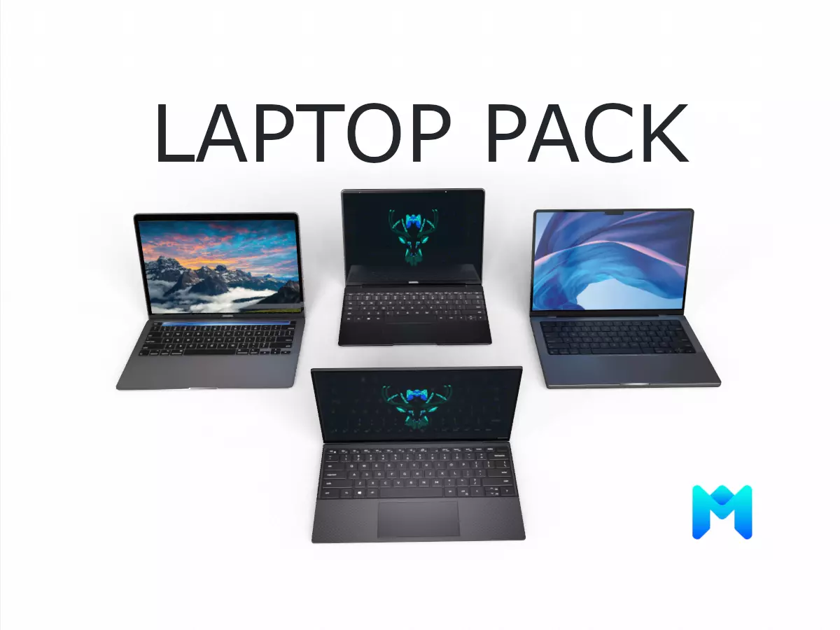 pbr lowpoly modern laptop 3d models for games 3D Model Collection_0