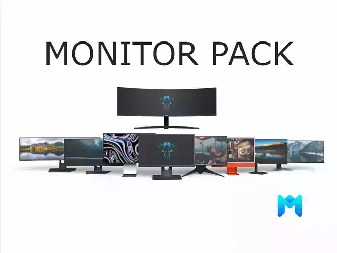 pbr lowpoly pc monitor game asset pack 3D Model Collection