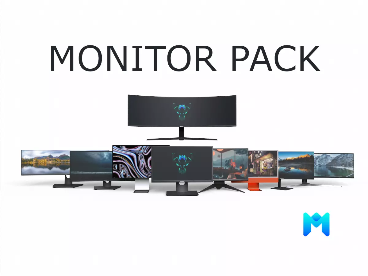 pbr lowpoly pc monitor game asset pack 3D Model Collection_0