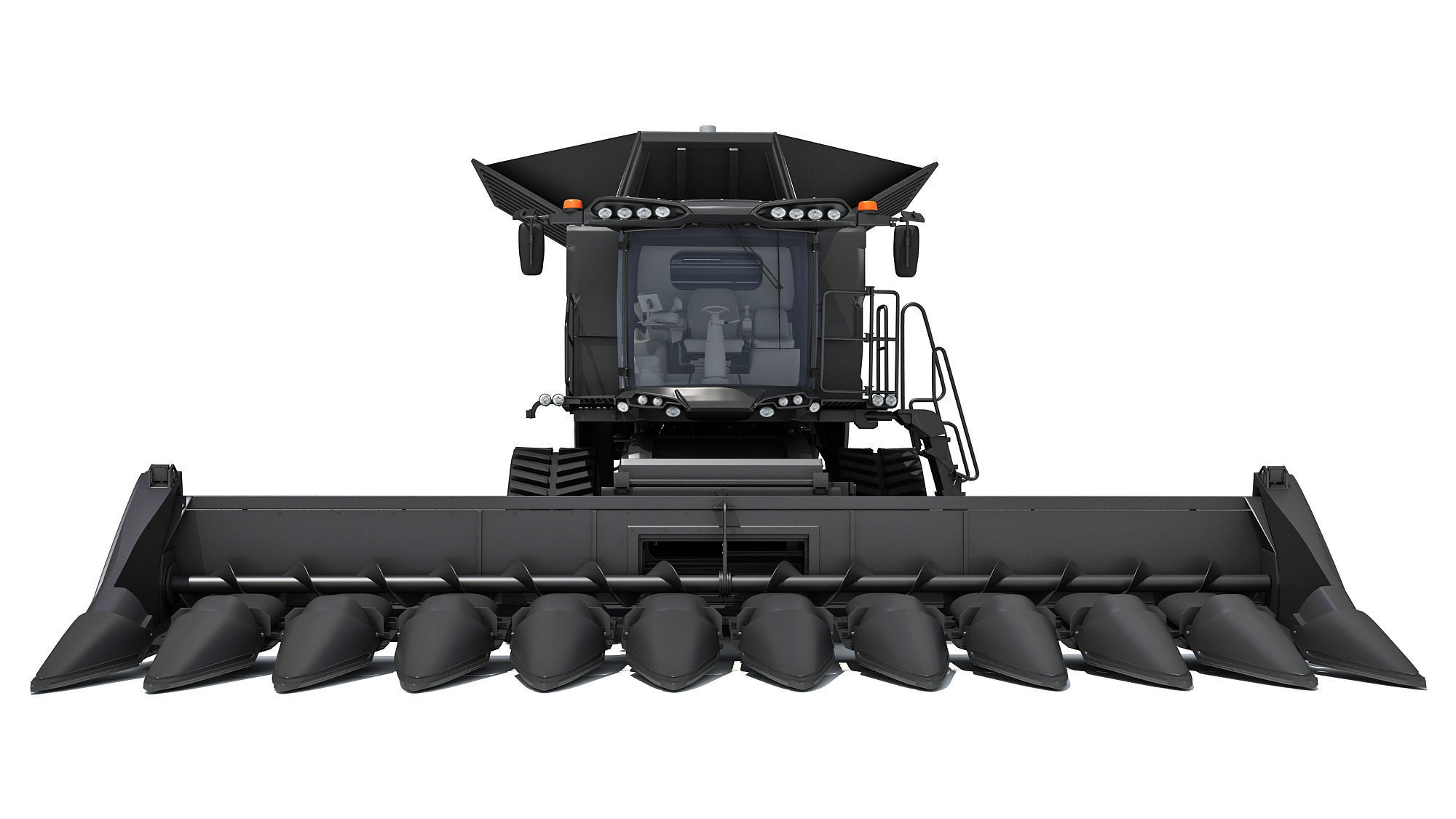Black Combine Harvester V2  3D model_10