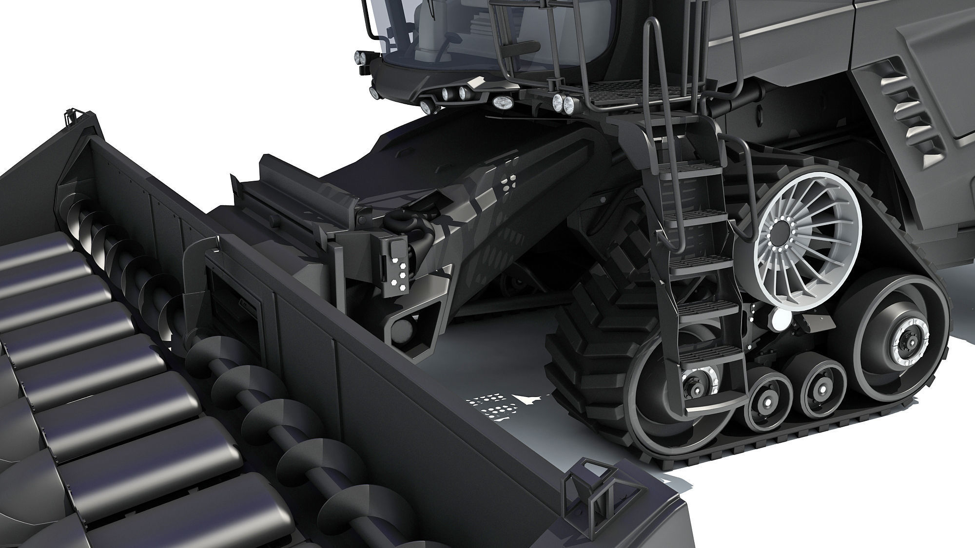 Black Combine Harvester V2  3D model_12