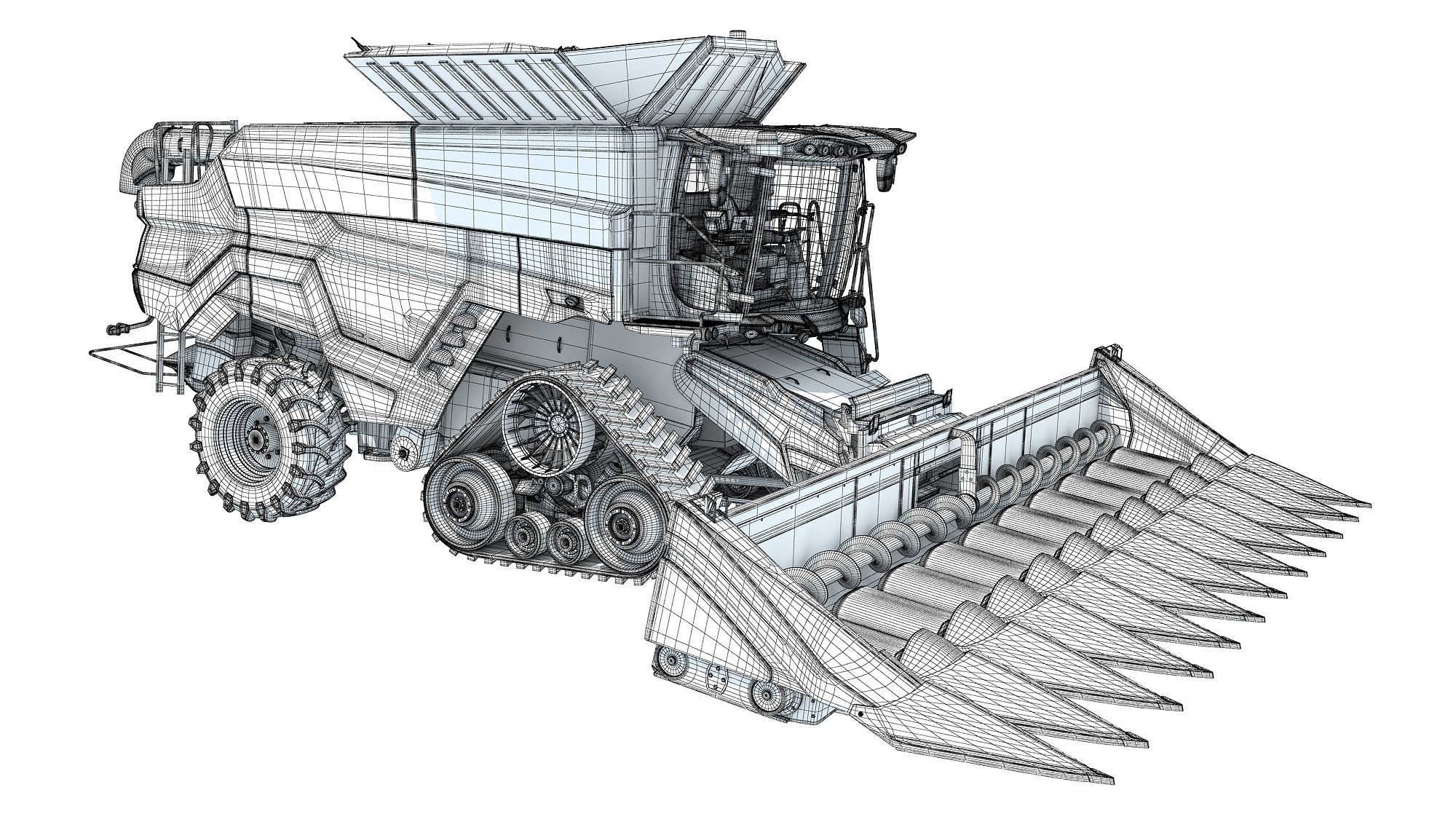 Black Combine Harvester V2  3D model_20