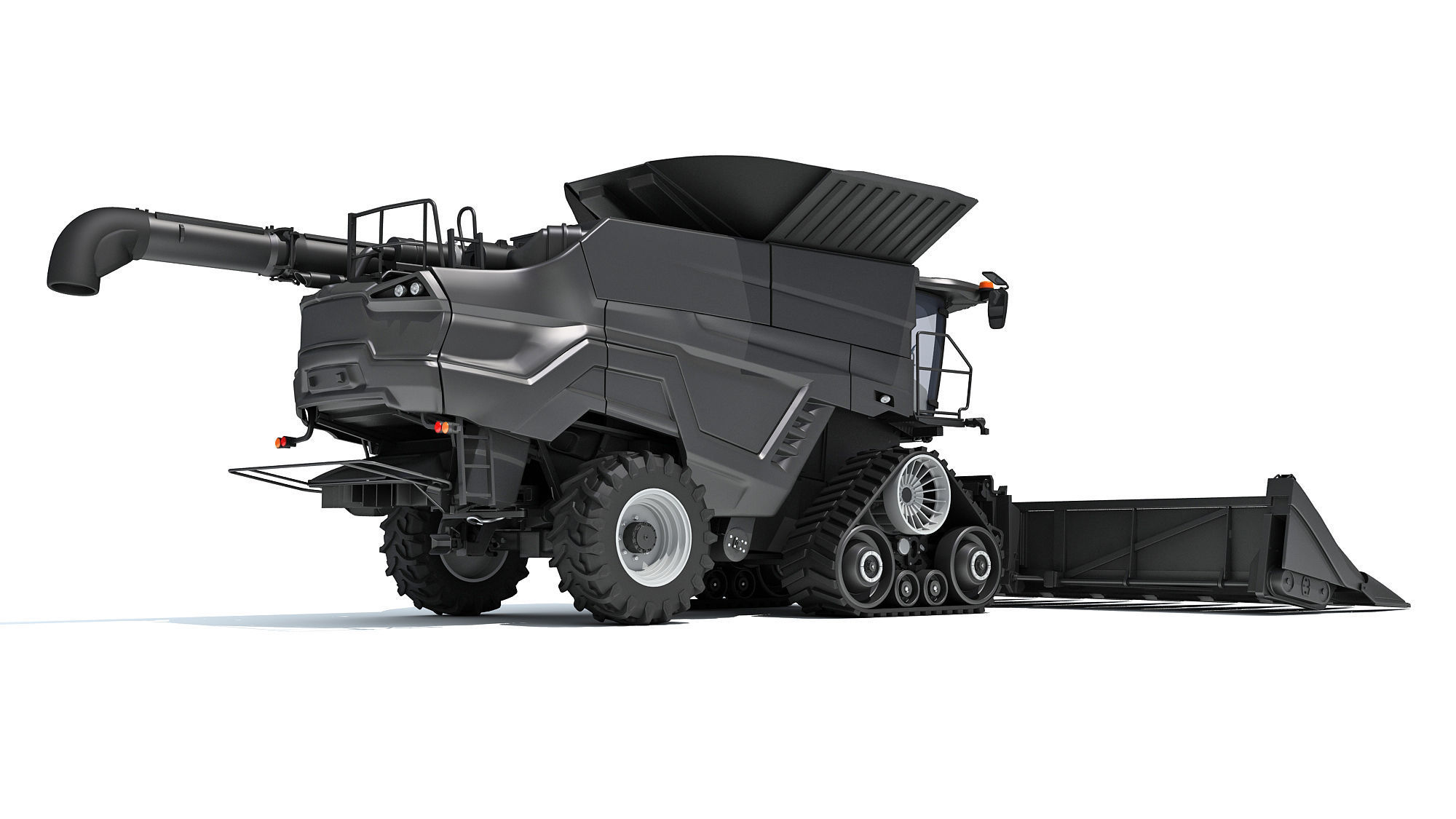 Black Combine Harvester V2  3D model_4