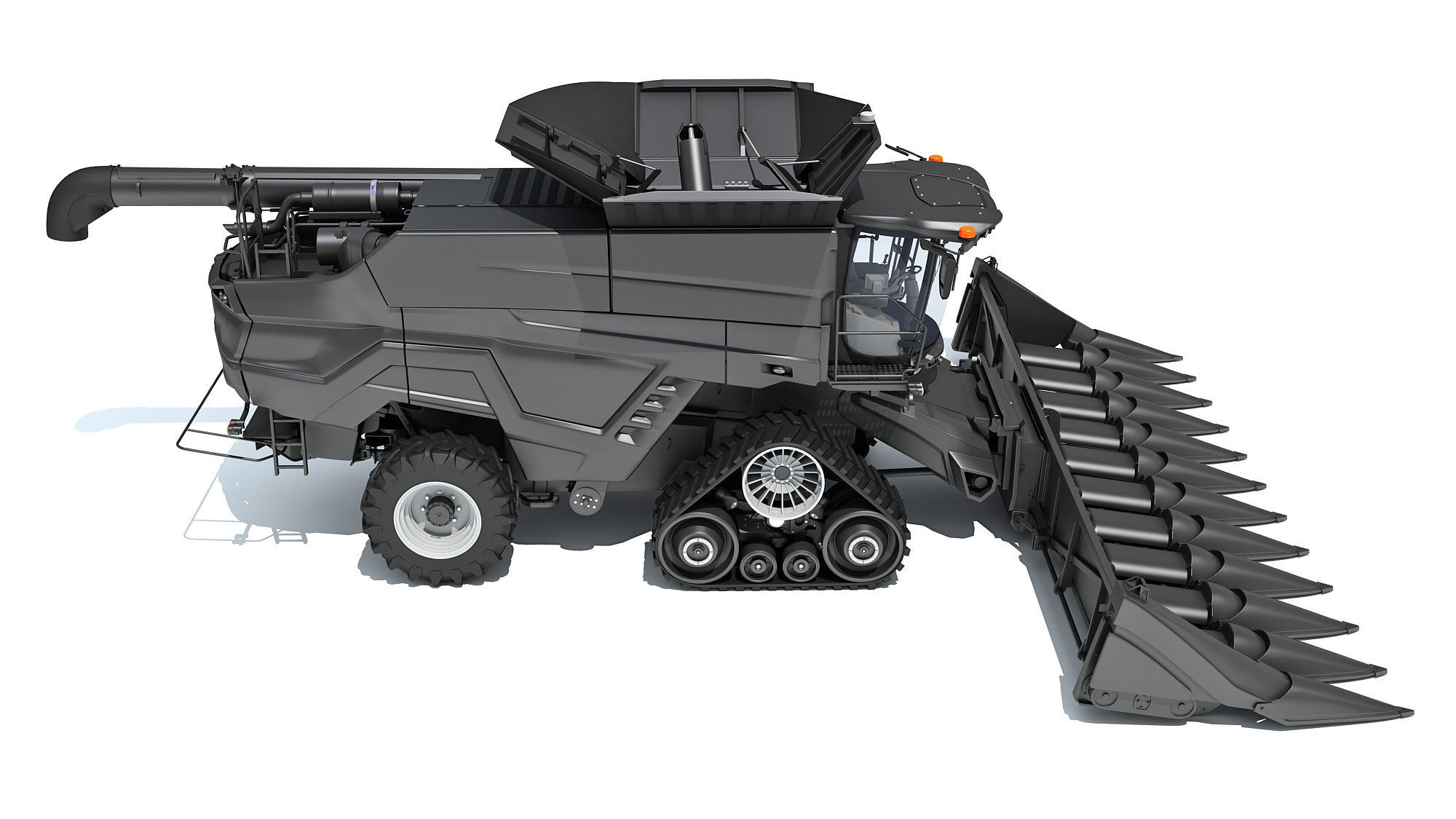Black Combine Harvester V2  3D model_6