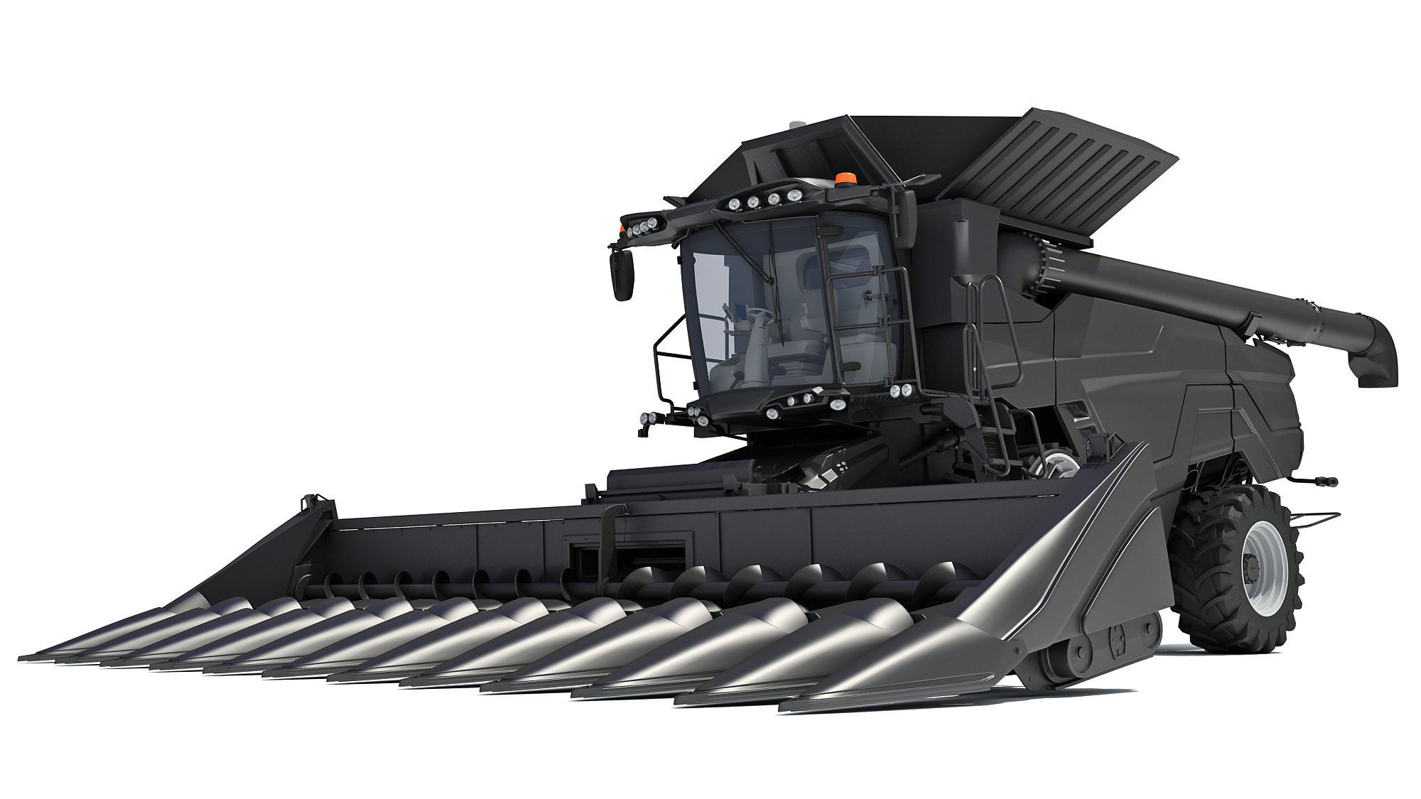 Black Combine Harvester V2  3D model_11