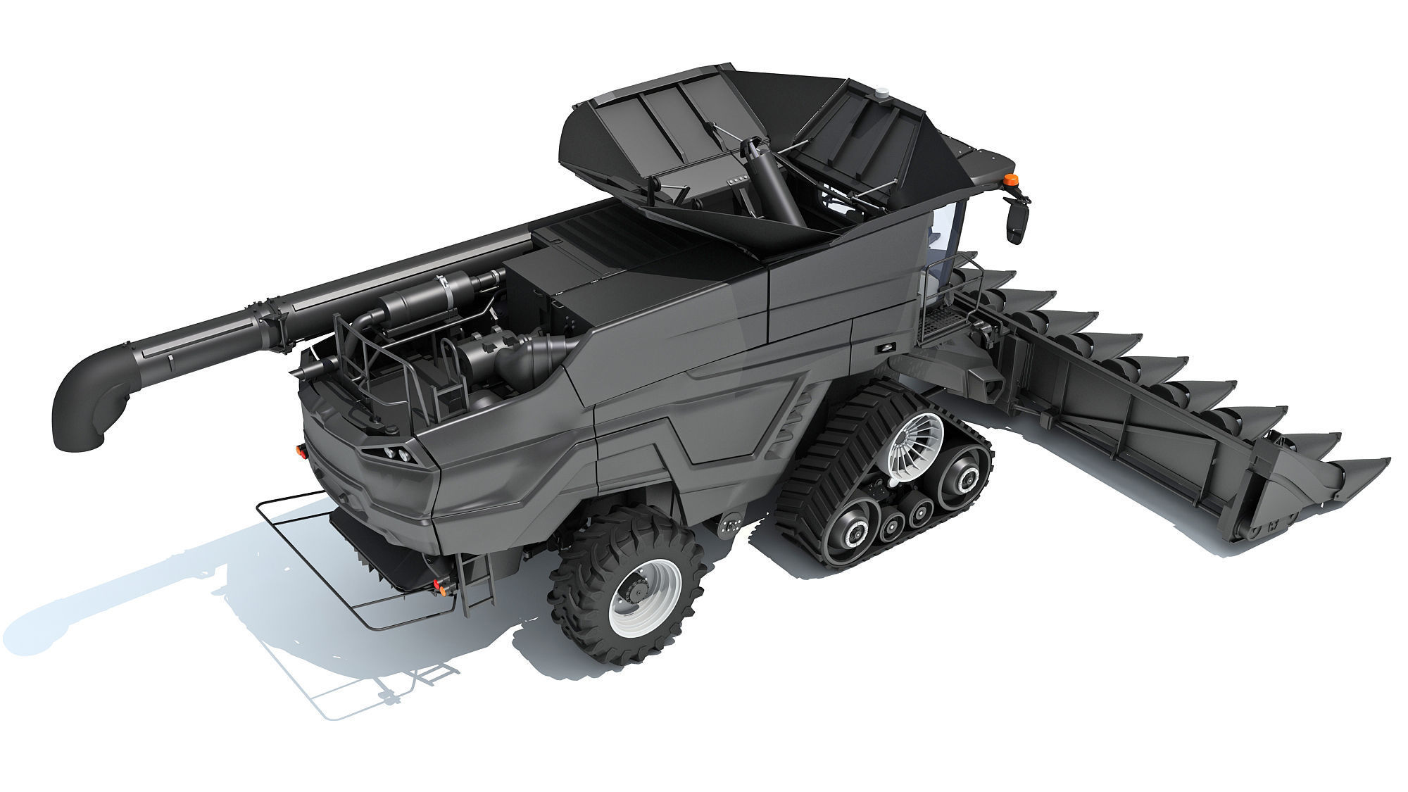 Black Combine Harvester V2  3D model_5