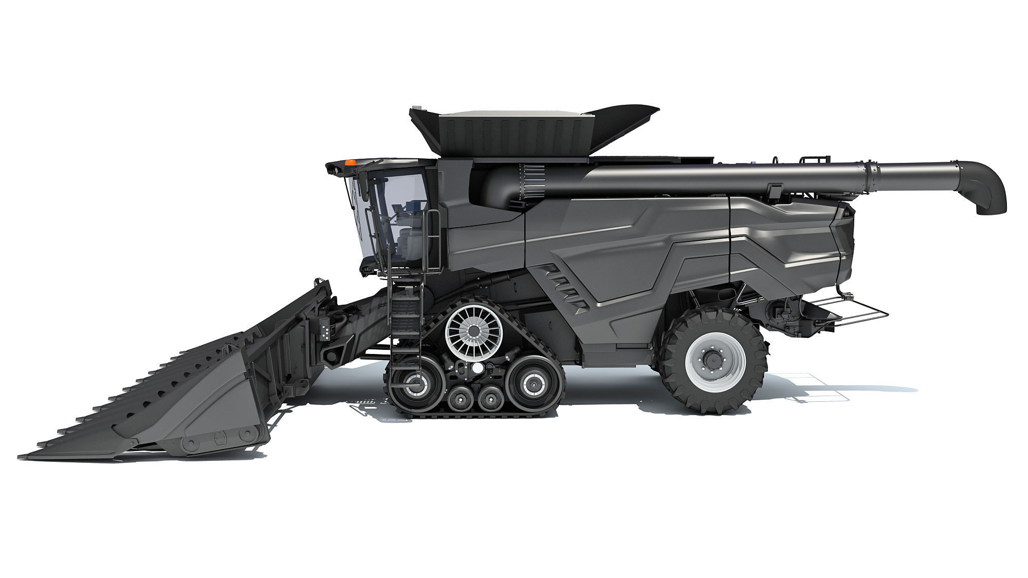 Black Combine Harvester V2  3D model_1