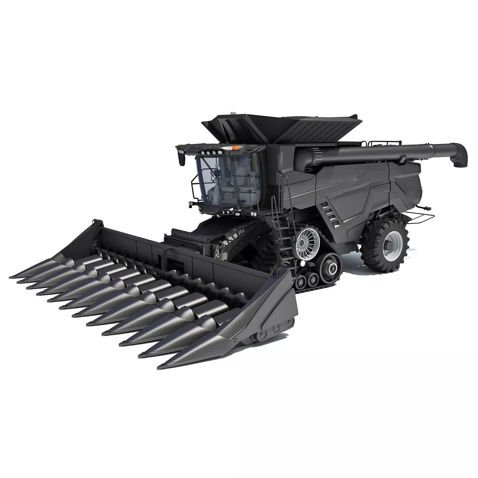 Black Combine Harvester V2  3D model_0
