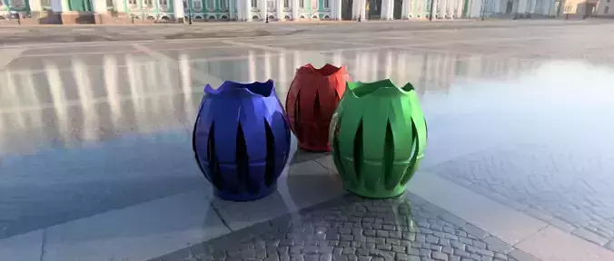 Florero three colorful balloons flying in air 3D print model