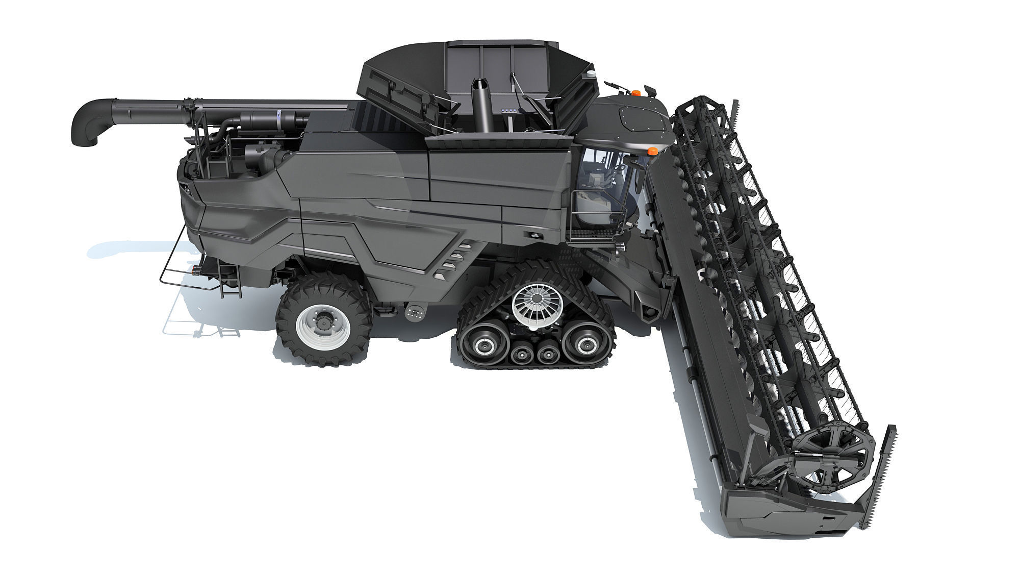 Black Combine Harvester V3 3D model_6