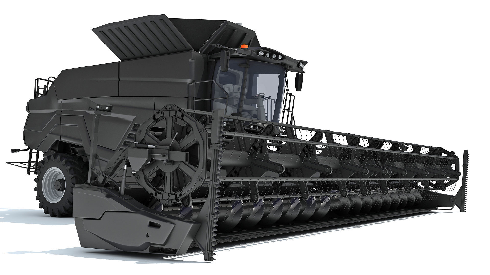 Black Combine Harvester V3 3D model_8
