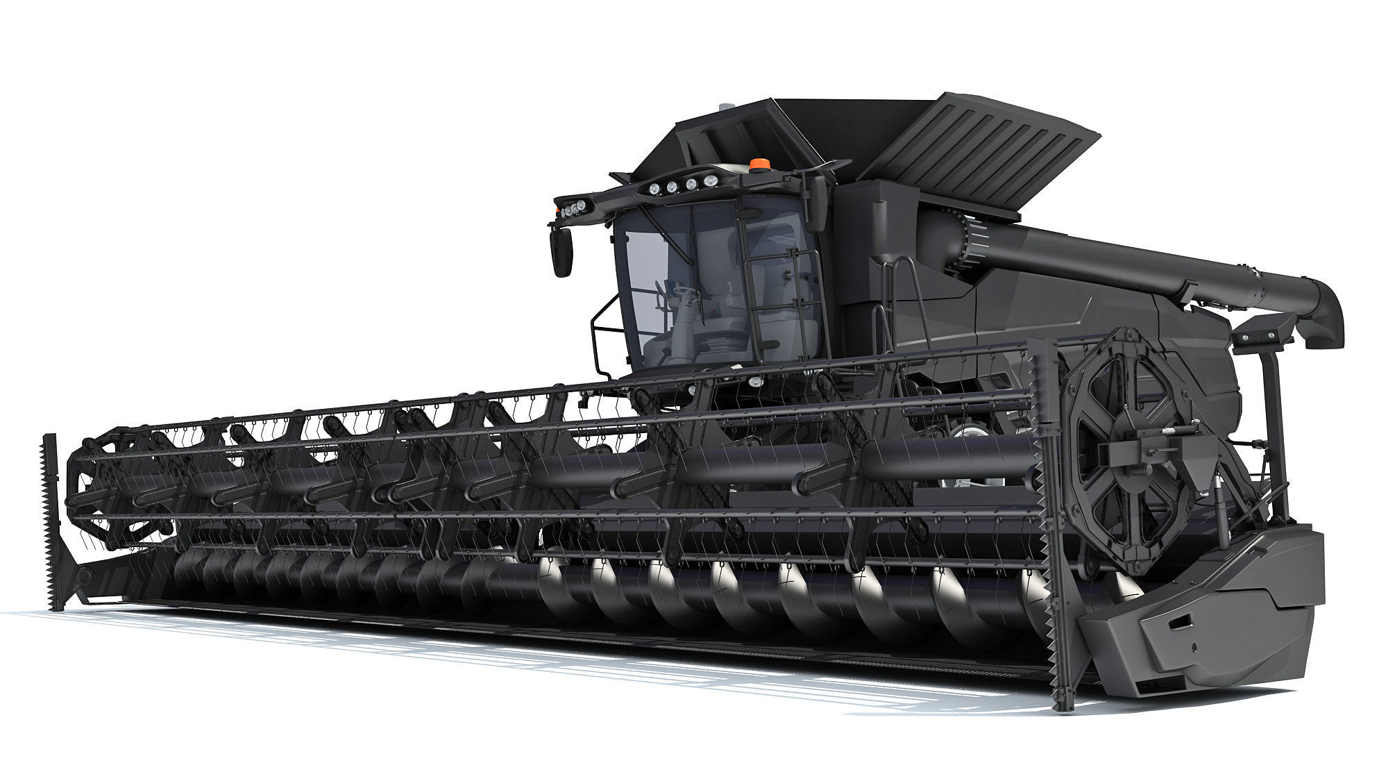 Black Combine Harvester V3 3D model_11