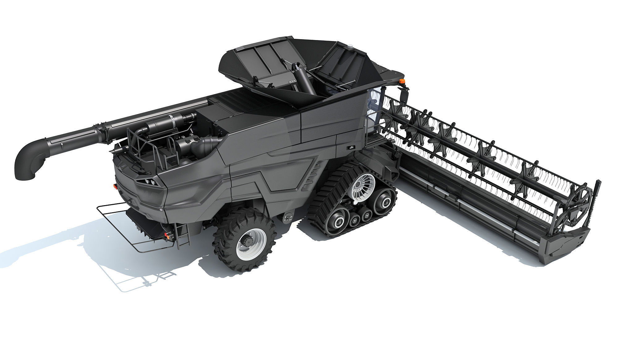 Black Combine Harvester V3 3D model_5
