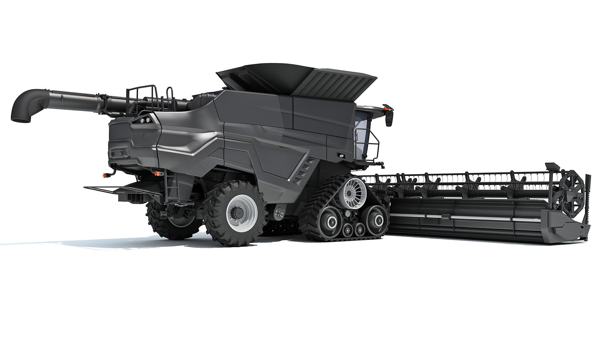 Black Combine Harvester V3 3D model_4
