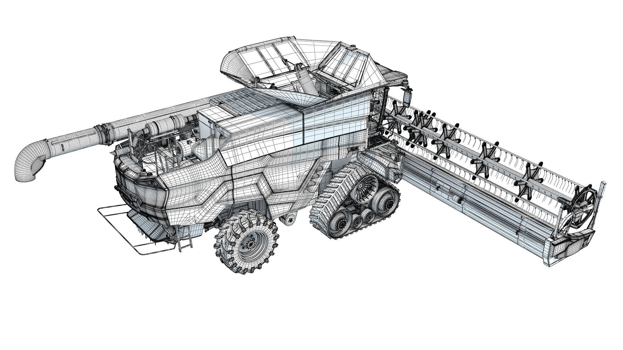 Black Combine Harvester V3 3D model_19