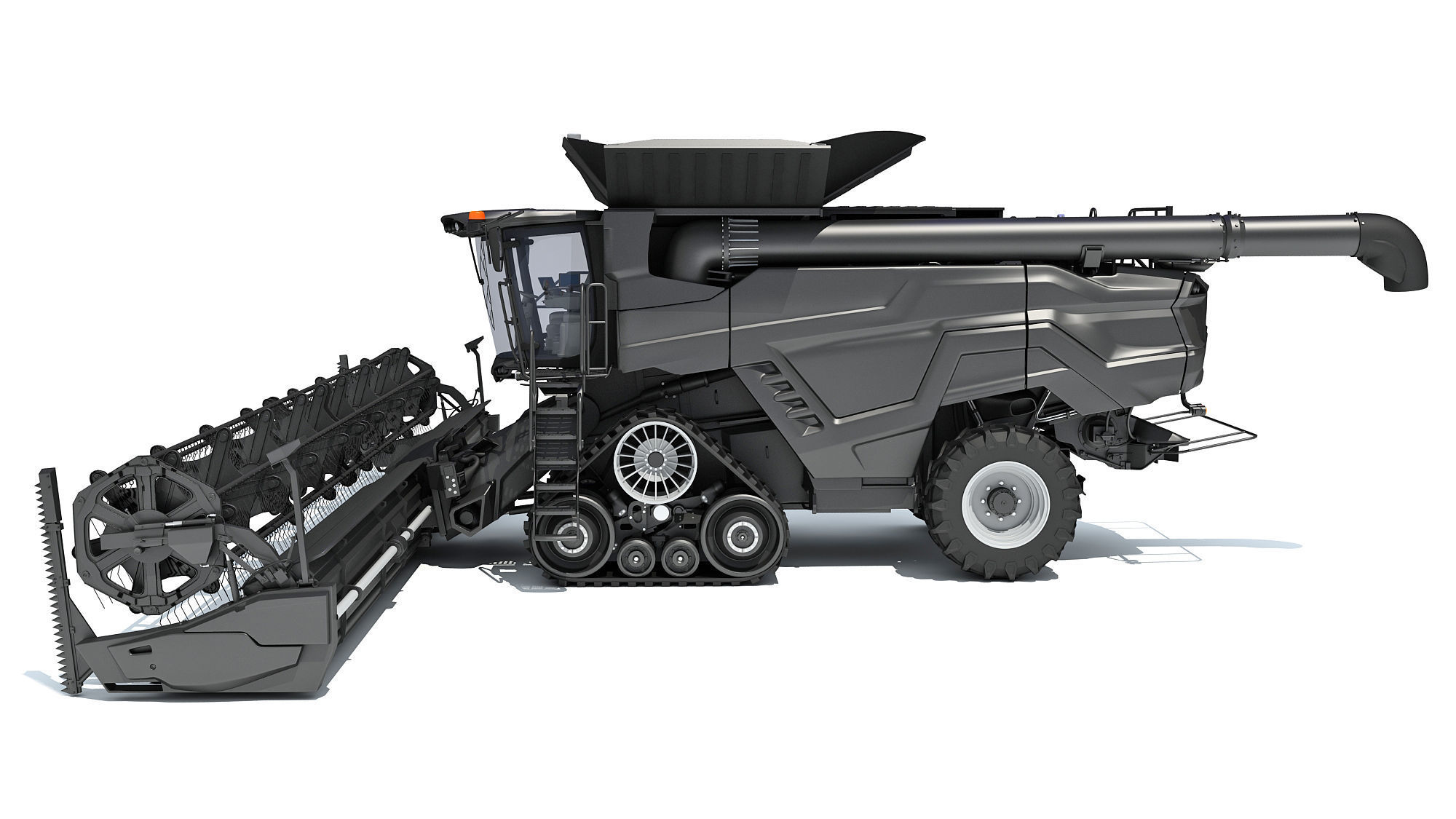 Black Combine Harvester V3 3D model_1
