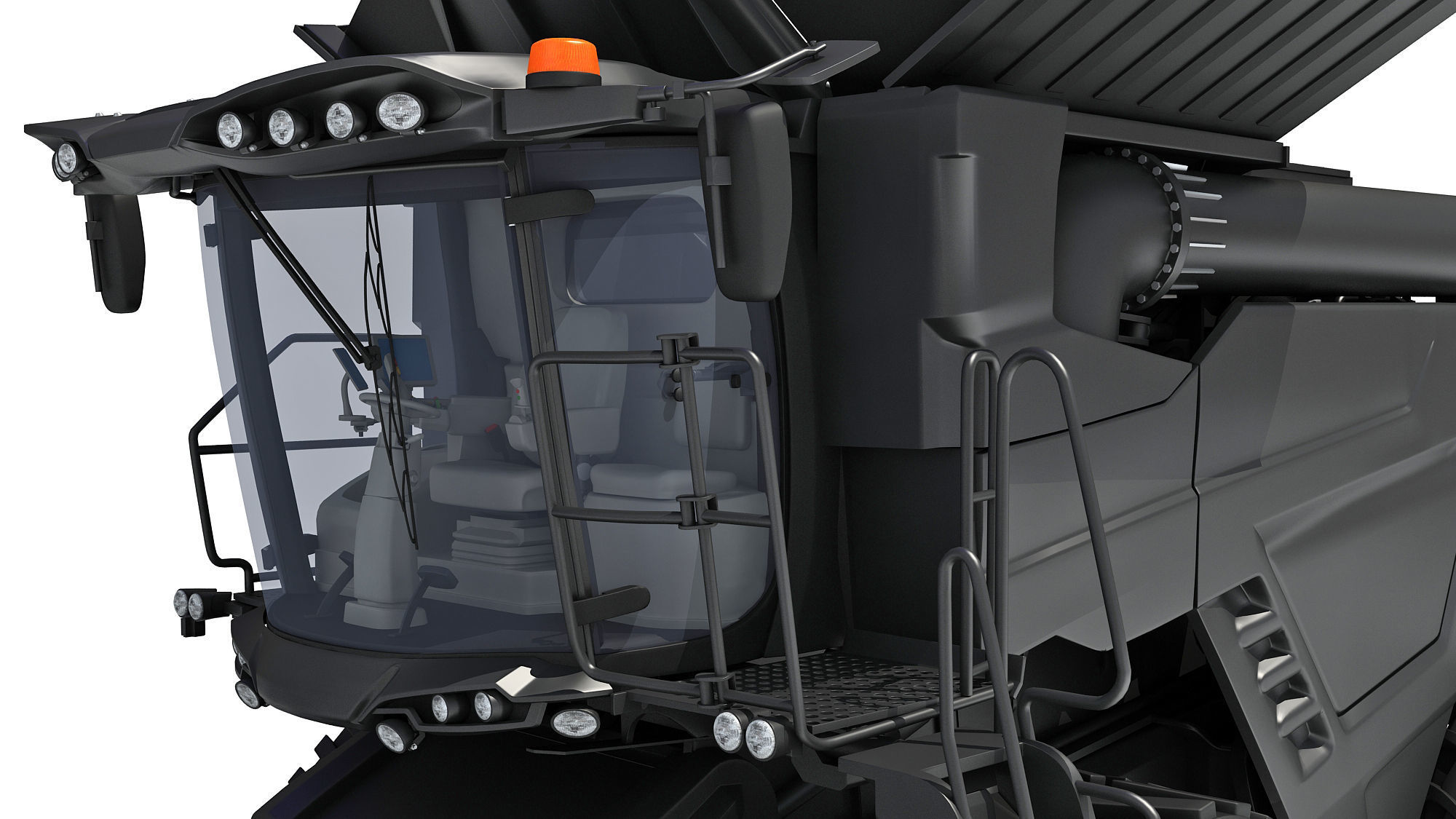 Black Combine Harvester V3 3D model_13
