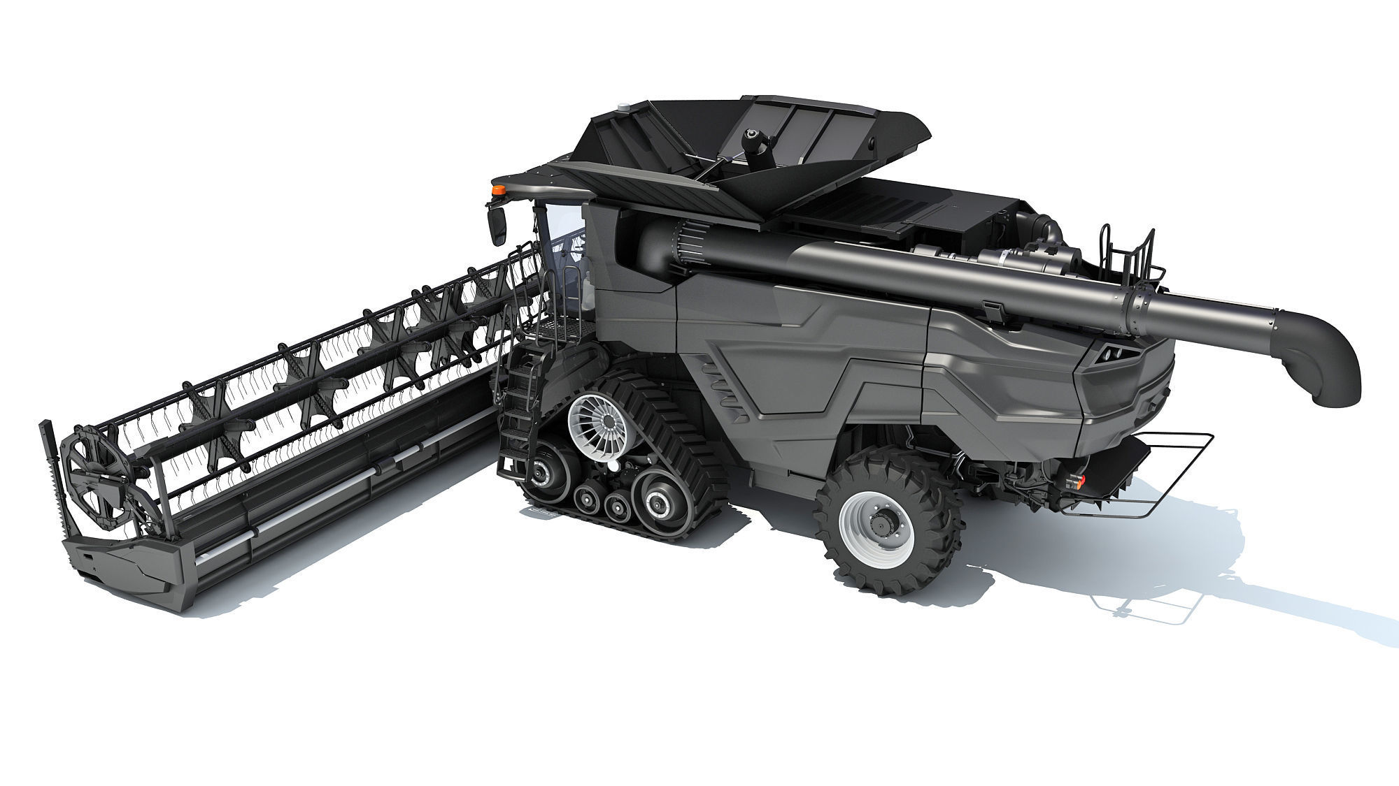 Black Combine Harvester V3 3D model_2