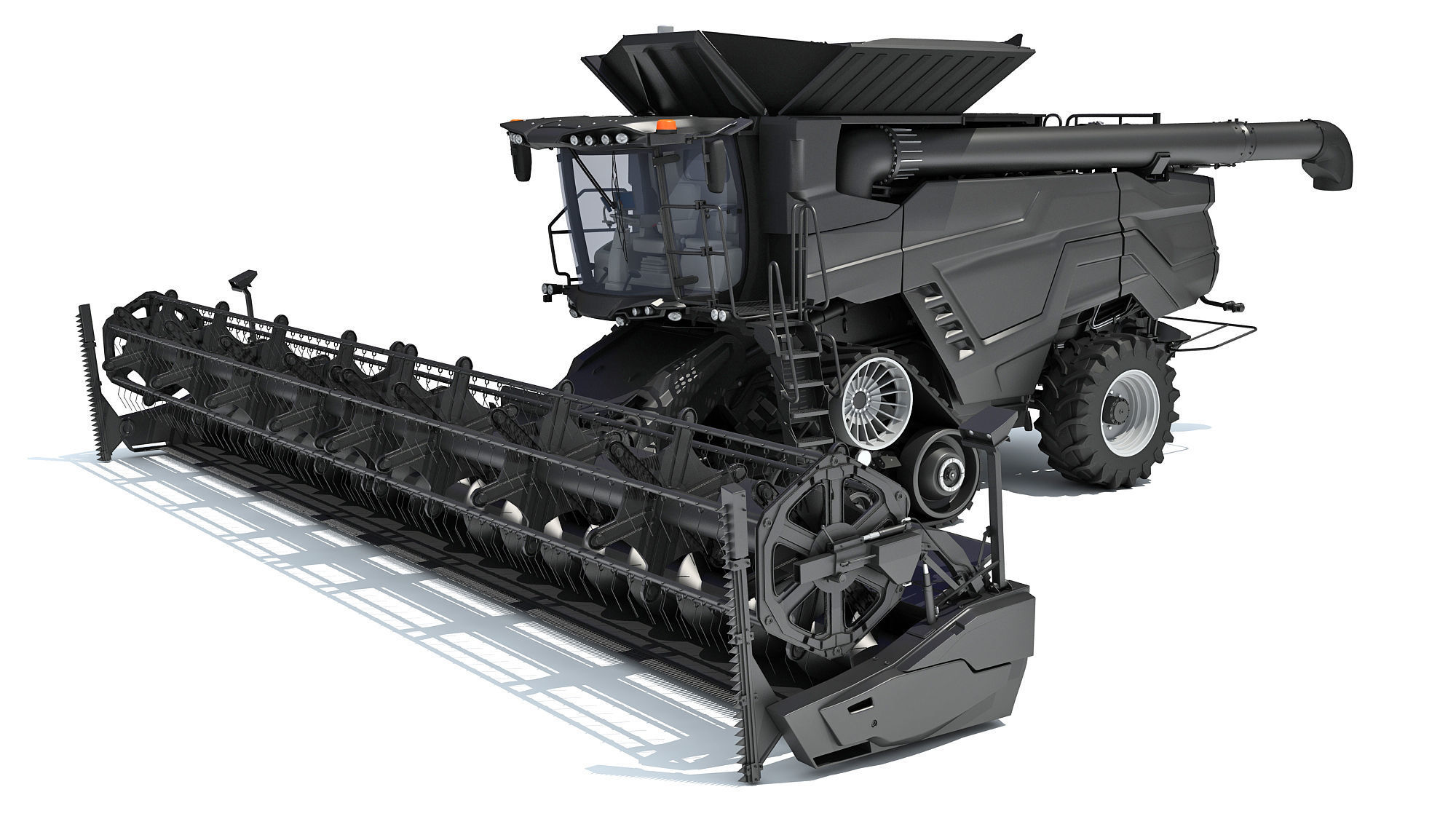 Black Combine Harvester V3 3D model_9