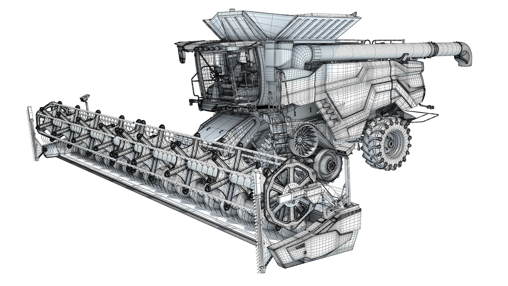 Black Combine Harvester V3 3D model_17