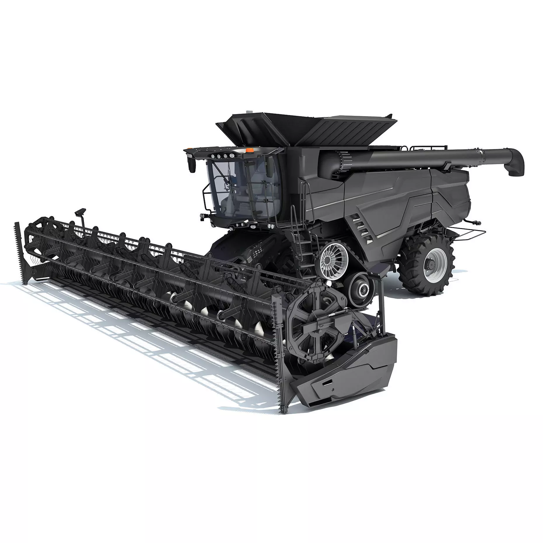 Black Combine Harvester V3 3D model_0
