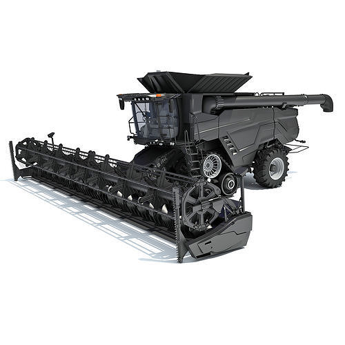 Black Combine Harvester V3 3D model