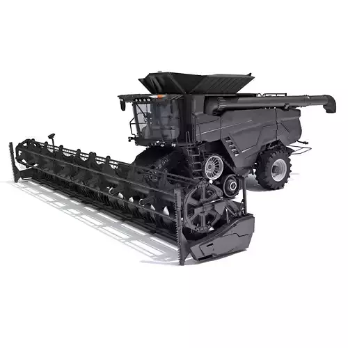 Black Combine Harvester V3 3D model