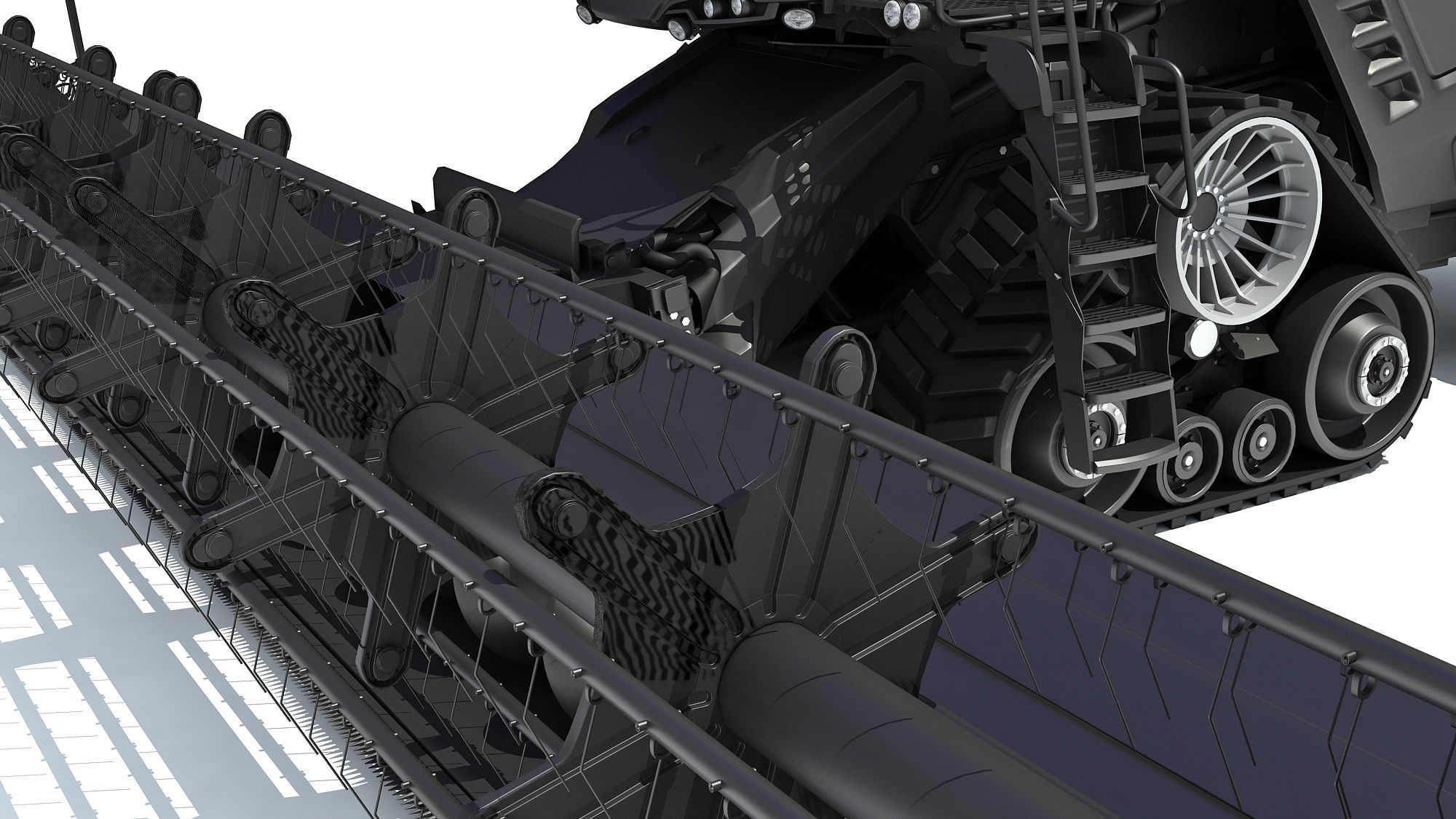 Black Combine Harvester V3 3D model_12