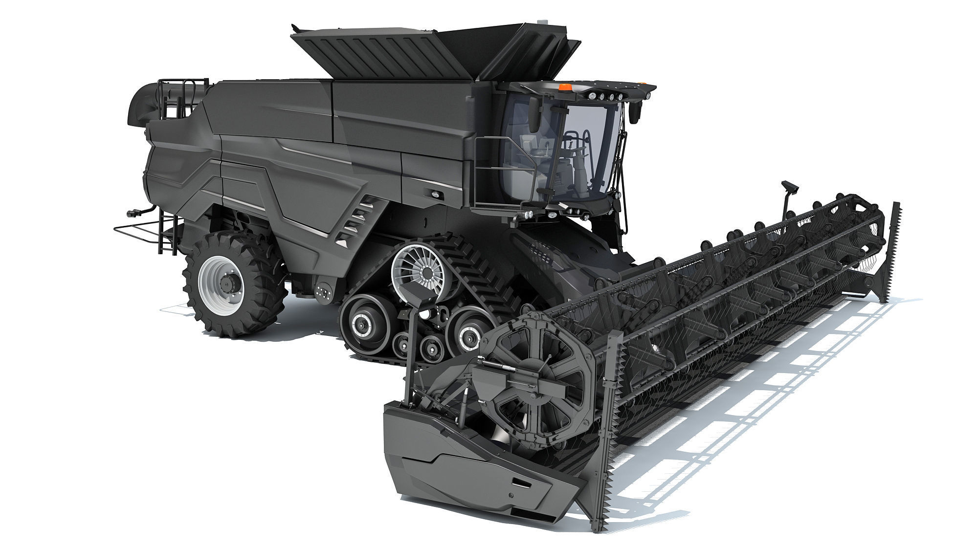 Black Combine Harvester V3 3D model_7